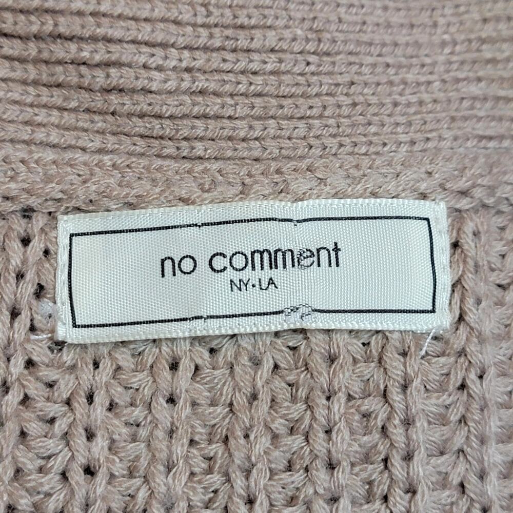 No Comment Tan Distressed Cardigan Sweater V Neck M Grunge Cozy Casual Layering - Picture 8 of 10